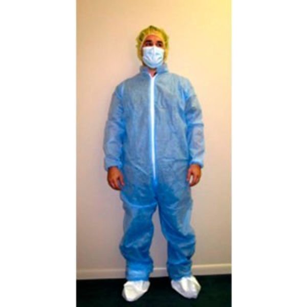 Keystone Safety SMS Coverall, Elastic Wrists & Ankles, Zipper Front, Single Collar, Blue, S, 25/Case CVLSMSREG-E-BLUE-SM